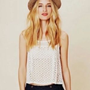 Free People White Crop Top Lace Size XS